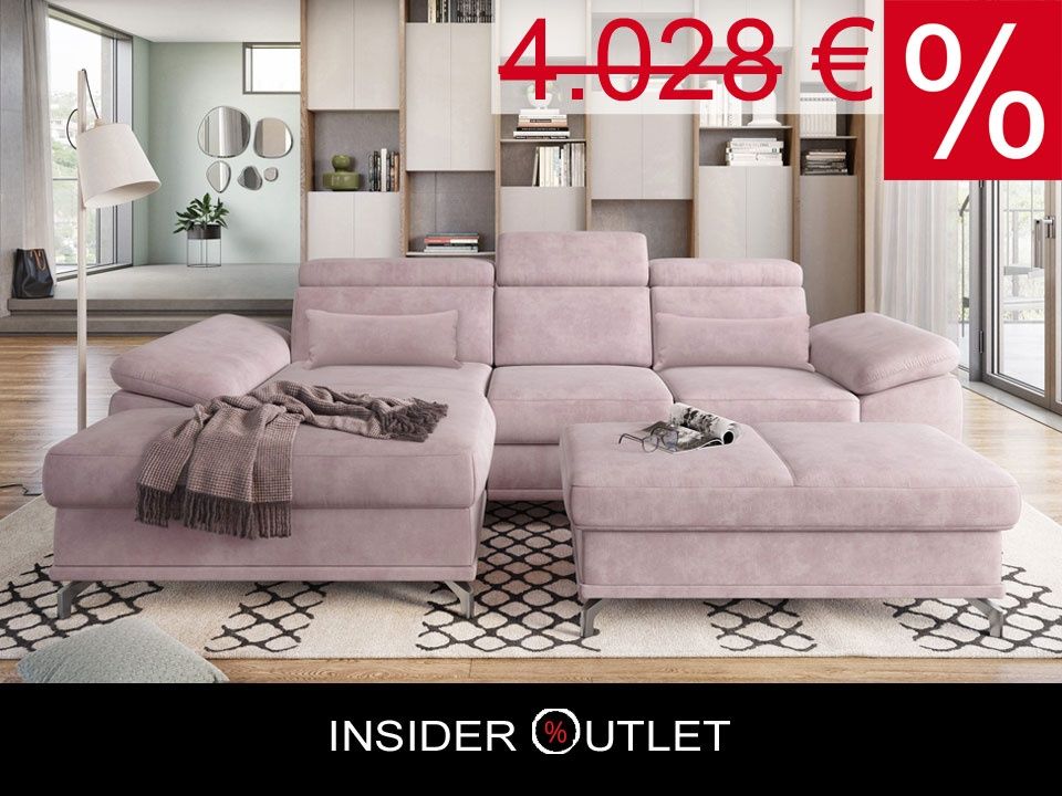 Ecksofa & Hocker 295cm Federkern Schlaffunktion Bettkasten Rose in Köln