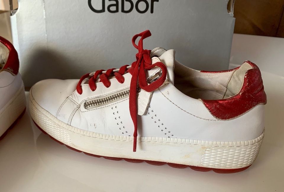 Gabor Sneakers rot weiß Gr. 38 in Zwickau