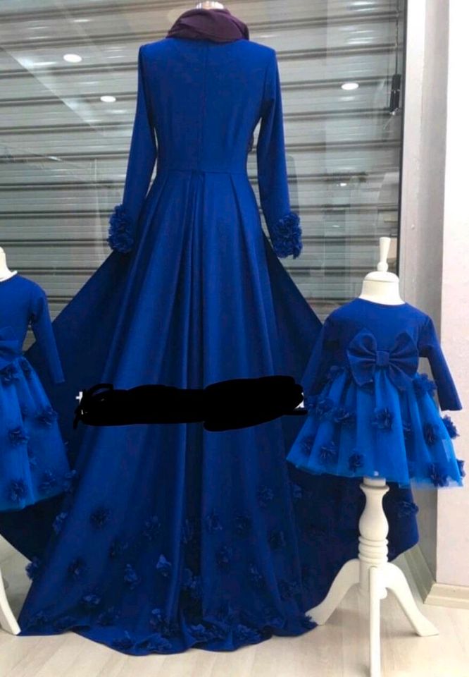 Abendkleid tesettür Abiye Blau Royalblau Schleppe Blumen in Frankfurt am Main