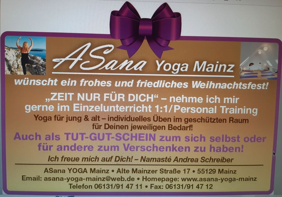TUT-GUT- SCHEIN Gutschein für Yoga oder Klangschalenmassage in Mainz