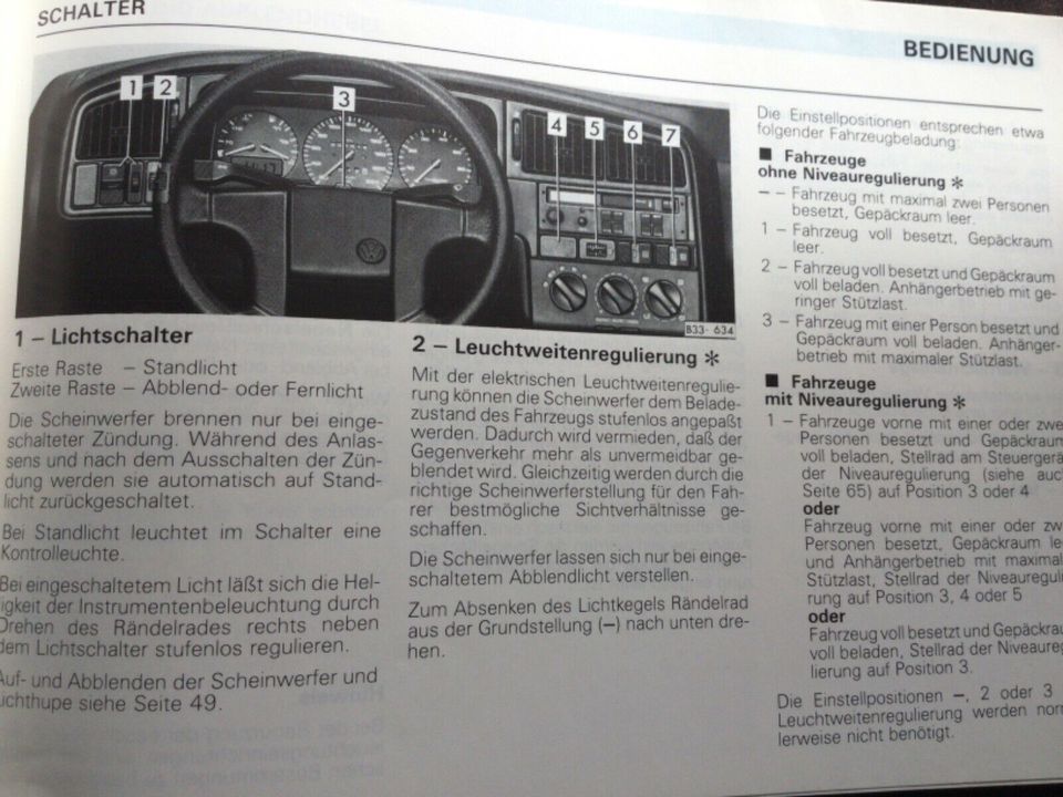 VW Passat Betriebsanleitung Bedienungsanleitung von 1989 in Kiel