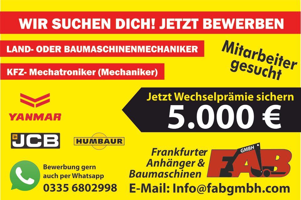 Mitarbeiter gesucht Baumaschinenschlosser KFZ Mechaniker Landma in Frankfurt (Oder)