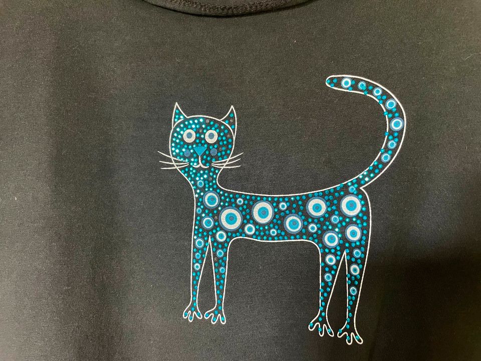 T-Shirt "Katze", Gr. XS schwarz blau in Weidenberg