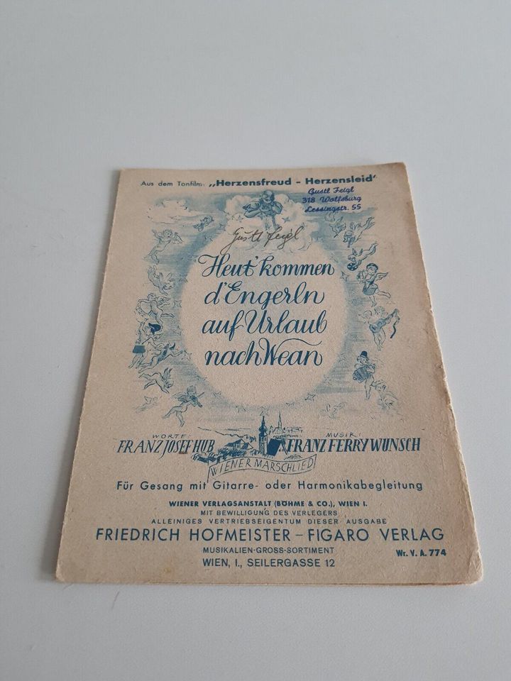 Vintage Figaro Verlag Wiener Marschlied Heut' kommen d'Engerln au in Wolfsburg