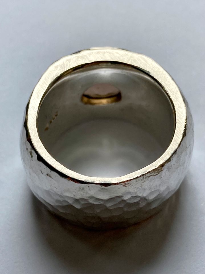 XL Bandring Silber gehämmert Rauchquarz Handarbeit Goldschmied in Hameln