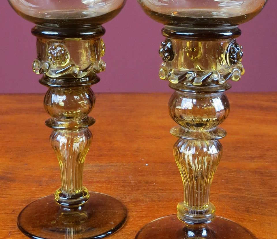 2 Gläser Weinglas Nuppenglas Prunk Römer Antik Vintage in Überherrn