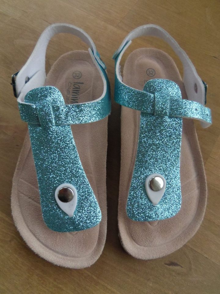 Lamino Sandalen Zehentrenner türkis Glitzer Gr. 32 NEU in OVP in Plankstadt