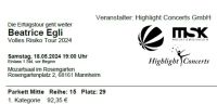 Verkaufe1 Karte Beatrice Egli in Mannheim mit Rechnung Baden-Württemberg - Mannheim Vorschau