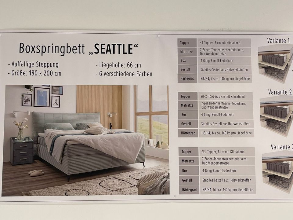 Seattle Boxspringbett 180 x 200 cm Creme Ed Lifestyle in Taufkirchen Vils