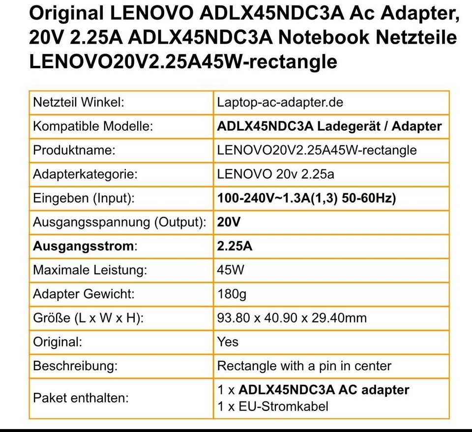 Lenovo Notebook Original Netzteil Modell : ADLX45NDC3A in Berlin