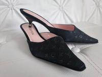 Louis Vuitton Black Satin Logo Pantoletten Pumps Gr.38 Hessen - Bad Vilbel Vorschau