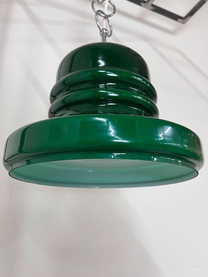 HONSEL 70er Jahre Glaslampe Küchenlampe grün Westgermany Glaskunst Deckenlampe Hängelampe Mid Century Design in Berlin