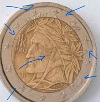 2 Euro Münze Italien 2002 Dante Alighieri mit deutliche Fehlpräg. Baden-Württemberg - Ludwigsburg Vorschau
