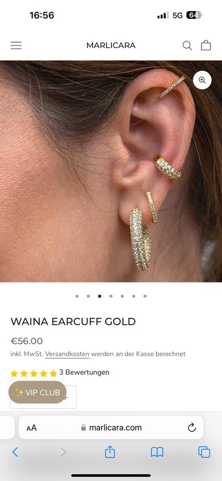 Marlicara Earcuff + Perlen Creolen 925er Silber vergoldet neu in Luckenbach