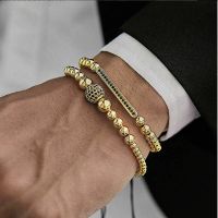 Armband 2er Set Elegant Unisex Herren Stein Perlen Flexibel Gold Baden-Württemberg - Öhringen Vorschau