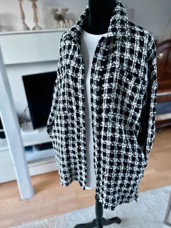 Jacke Mantel Long Blazer Neu Strukturmuster schwarz weiß S/M in Rostock