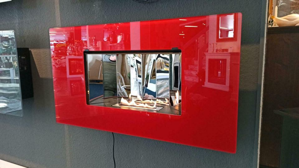 WANDKAMIN BIO ETHANOL FEUER VALENCIA 2.0 GLAS AUTOMATISCH ROT in Duisburg