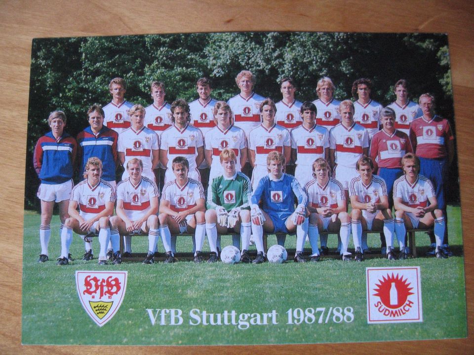 Alte Teamkarte VfB Stuttgart Mannschafts-Bild Saison 1987/88 in Niederzier