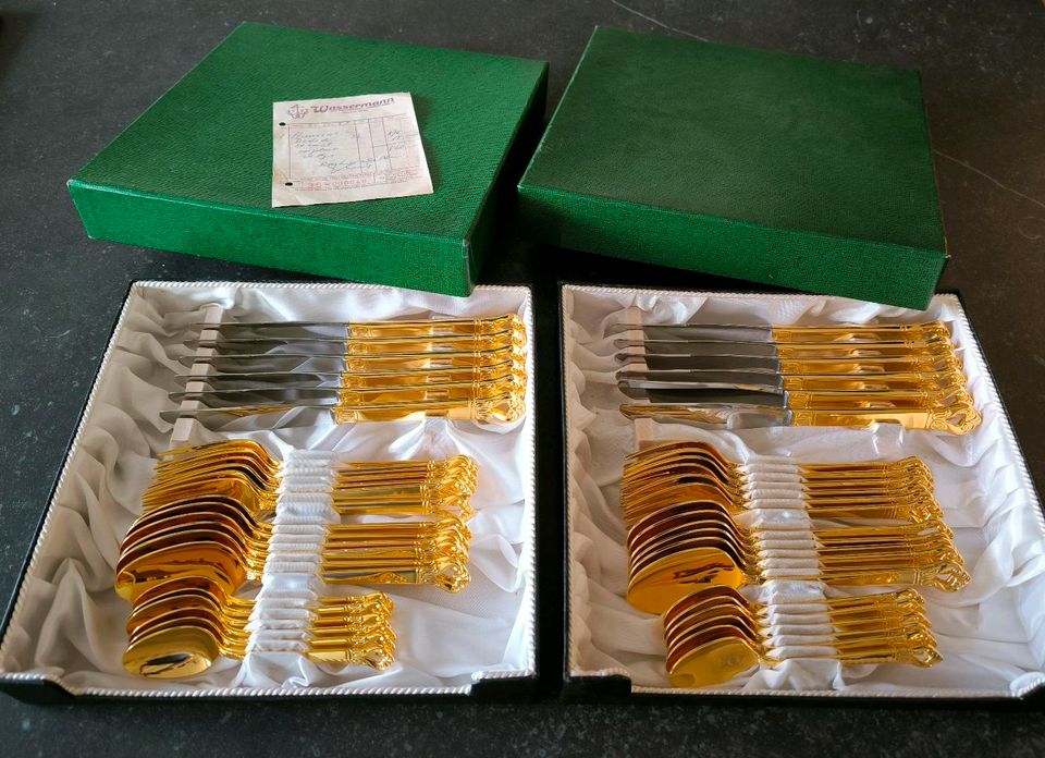 Besteck vergoldet 24 karat 48 teilig unbenutzt in Bad Reichenhall