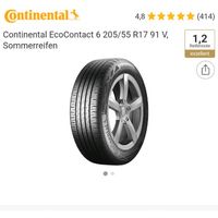 4x Continental EcoContact 6 205/55 R17 91 V, Sommerreifen Nordrhein-Westfalen - Bünde Vorschau