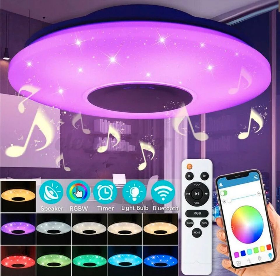 RGB LED Deckenlampe Deckenleuchte Lampe Bluetooth Fernbedienung in Bebra