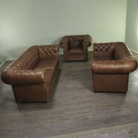 23908 Chesterfield Couchgarnitur Cognac 3-2-1 Leder Niedersachsen - Nordhorn Vorschau