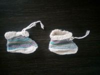 Stricksocken blau/weiß/lila gemustert, Newborn, handmade - NEU Bayern - Kemmern Vorschau