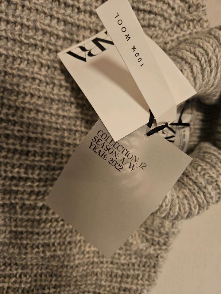 Zara Grobstrick Rollkragen Pullover NEU 100 % Wolle S-M grau in Hannover