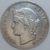 5 Franken Schweiz Silbermünze 1909 B, Helvetia-Kopf, ss, 37mm Baden-Württemberg - Tübingen Vorschau