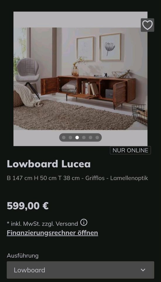 Lowboard Lucea zum verkaufen. Massiv Holz. Neue Preis 599€. in Erlensee