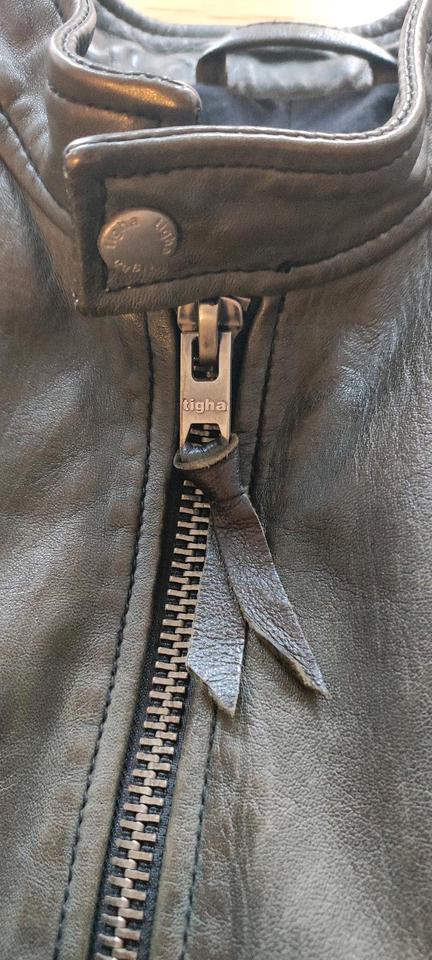 Tigha Lederjacke - Biker Jacket in dunkelgrau - Stonewashed in L in Berlin