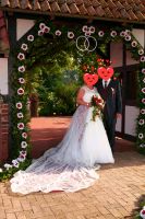 wunderschönes Brautkleid mit langer Schleppe in bordeauxrot Niedersachsen - Ostercappeln Vorschau