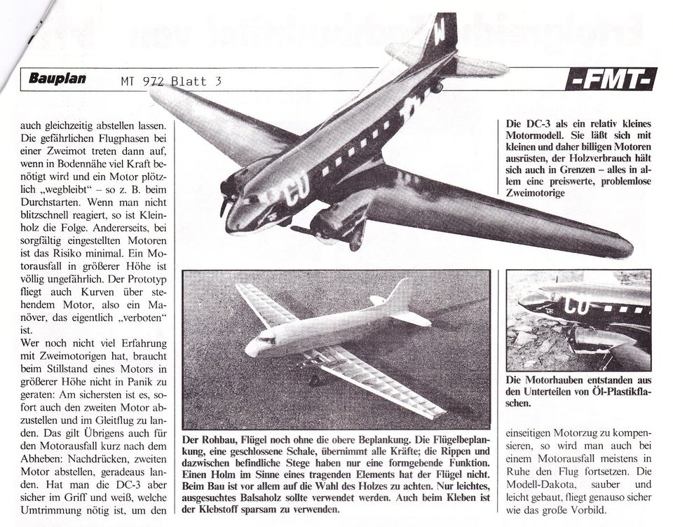 Bauplan Douglas DC 3 Dakota Spannw. 1588 mm in Wuppertal