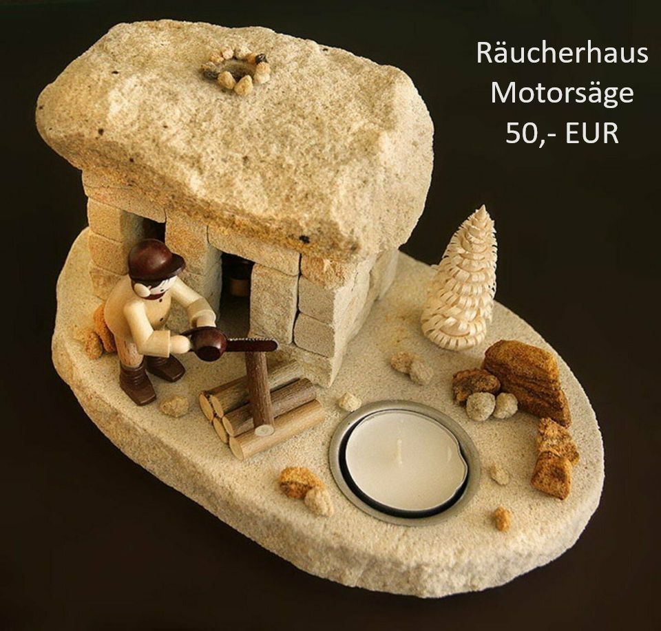 Räucherhäuser aus Sandstein mit Figuren echt Erzgebirge – Wald in Kesselsdorf