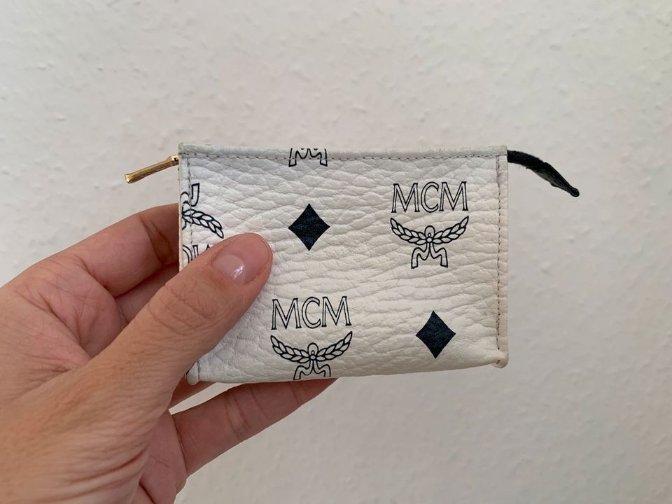 MCM Mini Geldbörse Leder weiß Vintage Tasche Etui Geldbeutel 80er in Berlin