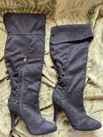 Schwarze Overknee-Stiefel mit Schnürung | Größe 37 Bayern - Meitingen Vorschau