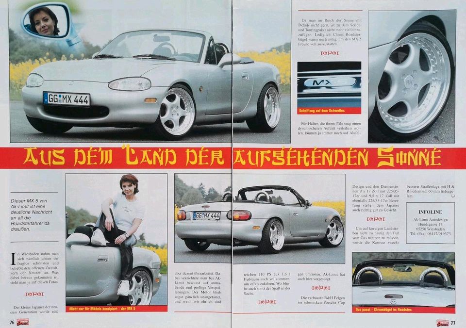 Mazda MX-5 NB Reklame Werbung Berichte 1,6 1,8 Tuning in Hanau