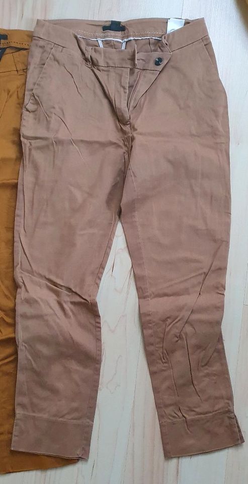 Paket 4 Hosen S M 36 38 gelb ocker Zimt curry weiß H&M Esprit in Schildow