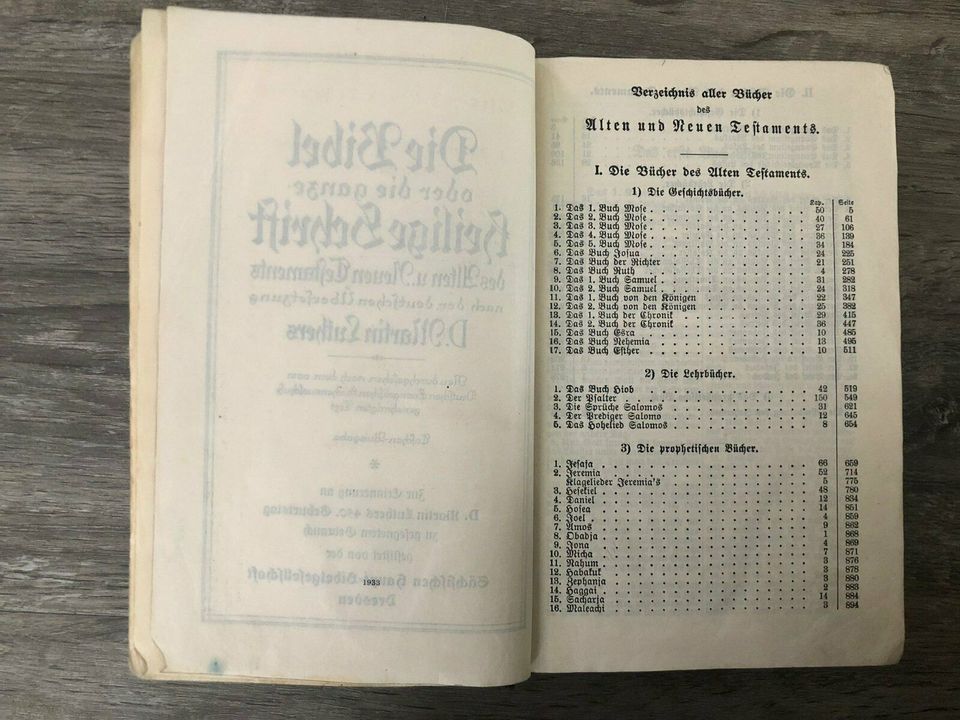 Buch: Die Bibel oder die ganze heilige Schrift (AT + NT) von 1933 in Tannenberg