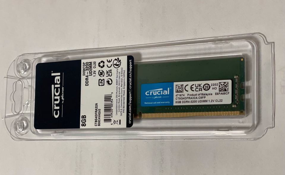 Crucial Desktop RAM 8GB, 3200MHz CL22, DDR4, CT8G4DFRA32A, OVP in  Schleswig-Holstein - Reinbek | Speicher gebraucht kaufen | eBay  Kleinanzeigen ist jetzt Kleinanzeigen