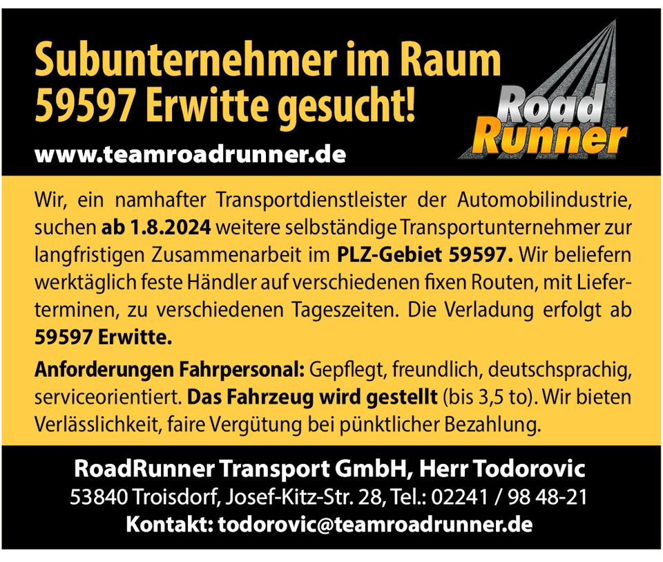 Subunternehmer im Raum 59597 Erwitte gesucht! in Erwitte