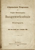 Allgemeines Programm der Königl. Württemb. Baugewerkschule (...) Niedersachsen - Osnabrück Vorschau