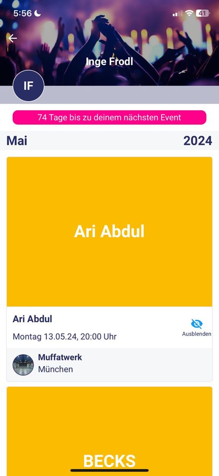 ARI ABDUL KONZERT ONLINE TICKET in Weingarten