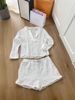 Set aus Italien Lochspitze weiß Shorts Hose Bluse hm Zara Bayern - Aichach Vorschau