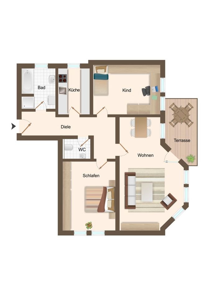 +ESDI+ 5% Rendite - 3-Zimmer-Wohnung mit großer Sonnenterrasse zu verkaufen! in Dresden