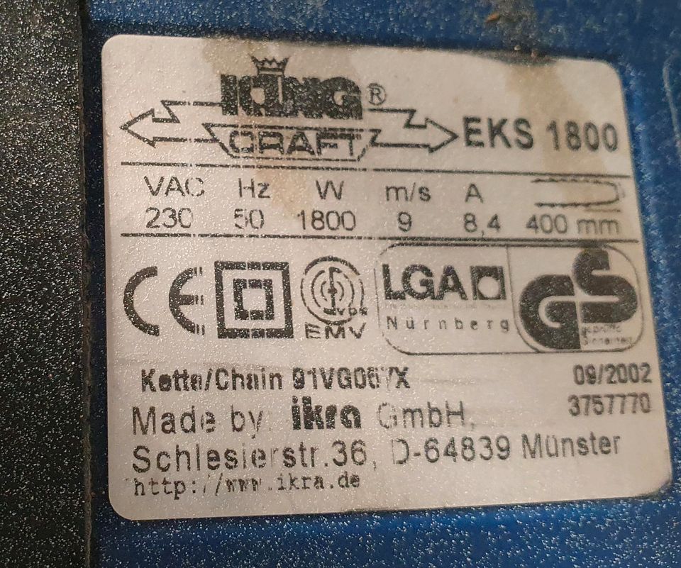 Elektrische Kettensäge King Craft EKS 1800 in Buchloe