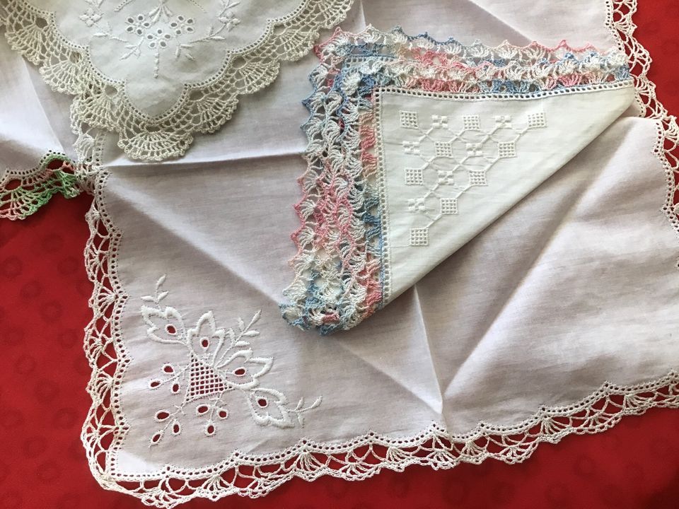 Alte Damen Taschentücher 7St. Baumwolle, feine Arbeit in St. Georgen