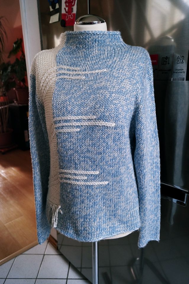 Pullover ♥ Stick von Ca.ww in blau-weiß • Gr. 38 in Derenburg