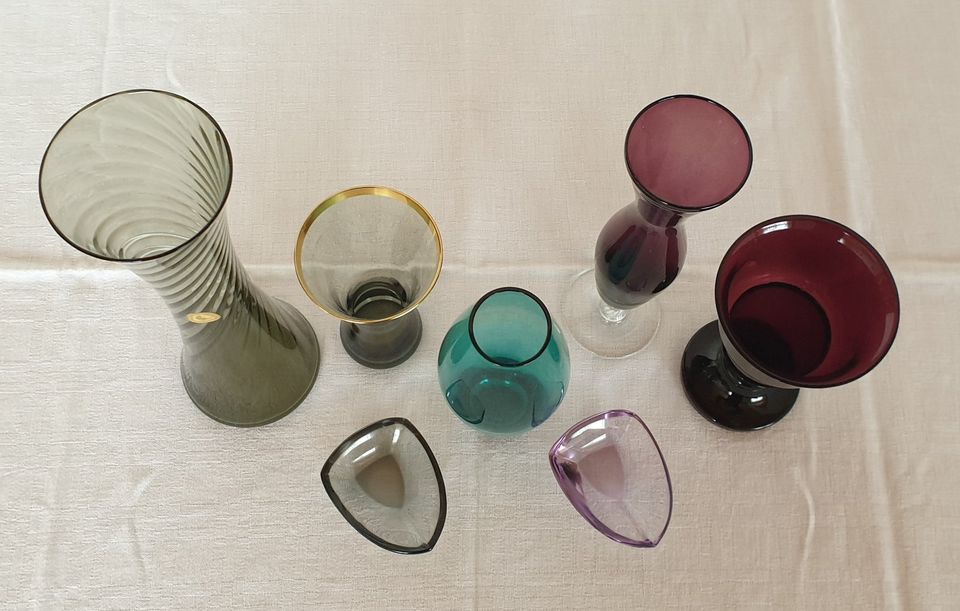 Vasen Glas Rauchglas • mid century • vintage in Hohenwestedt