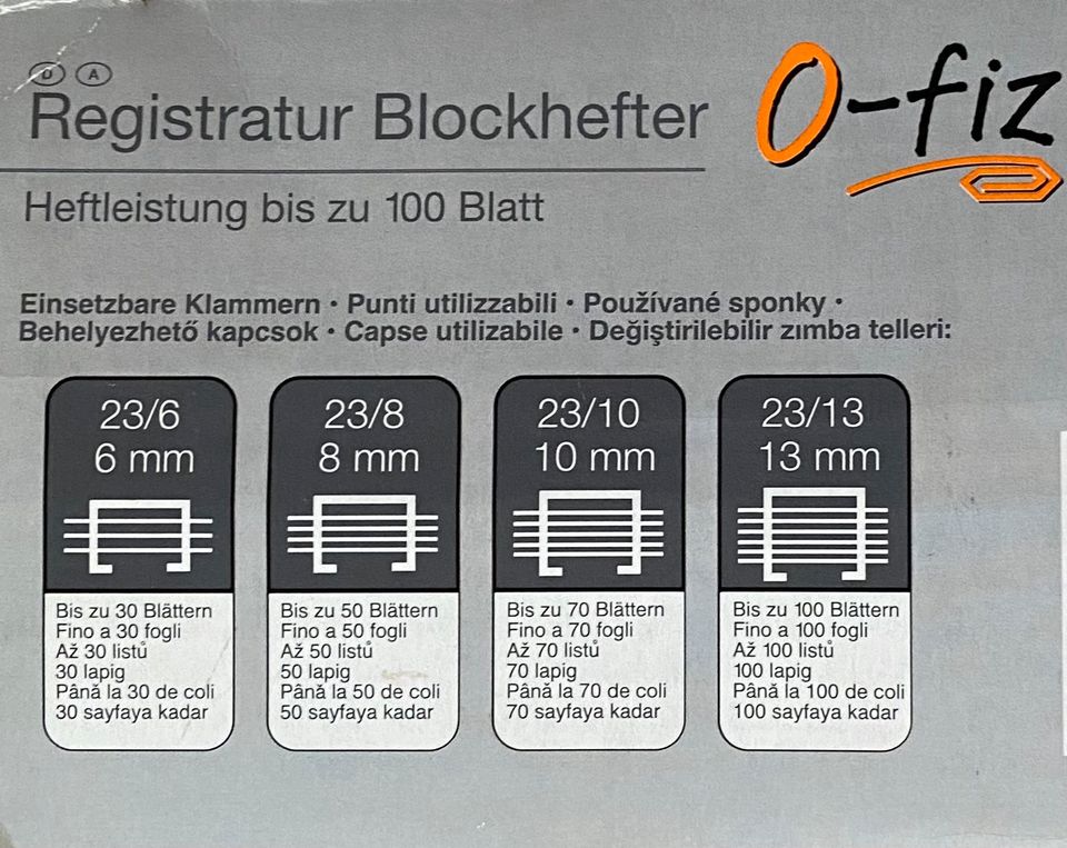 Registratur Blockhefter 100 Blatt O-Fiz Klammerentferner in Eggenfelden